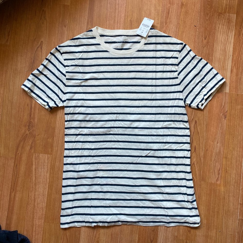 NWT J.Crew White & Navy Striped Short Sleeve Tee S